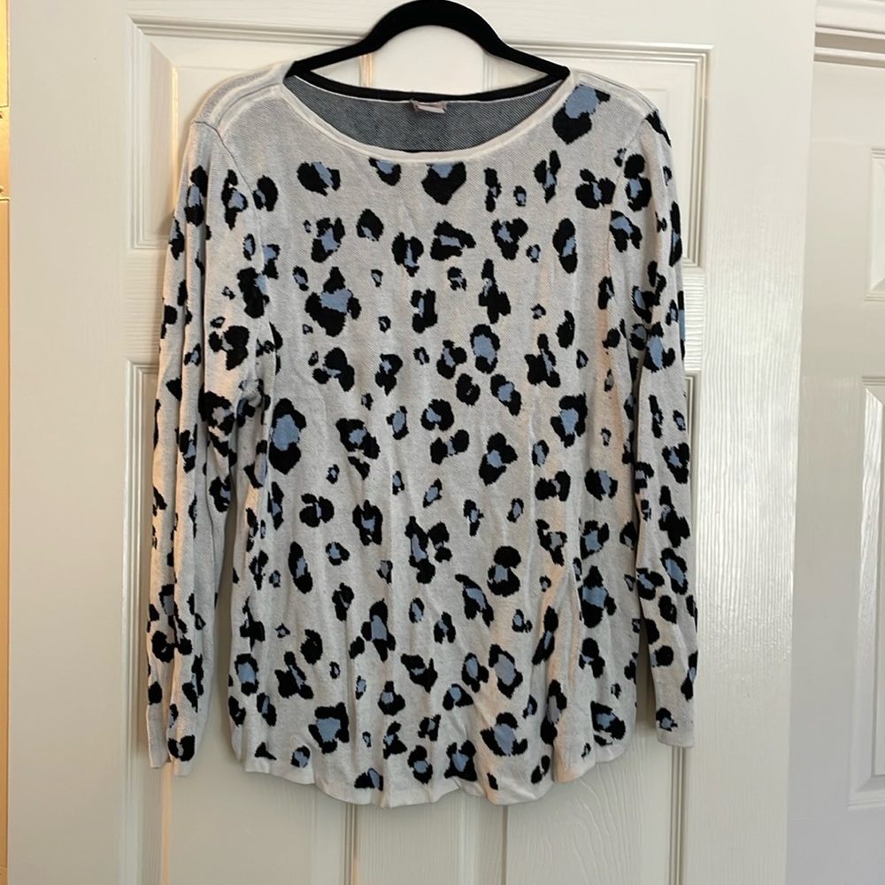 Chicos Blue Leopard Sweater